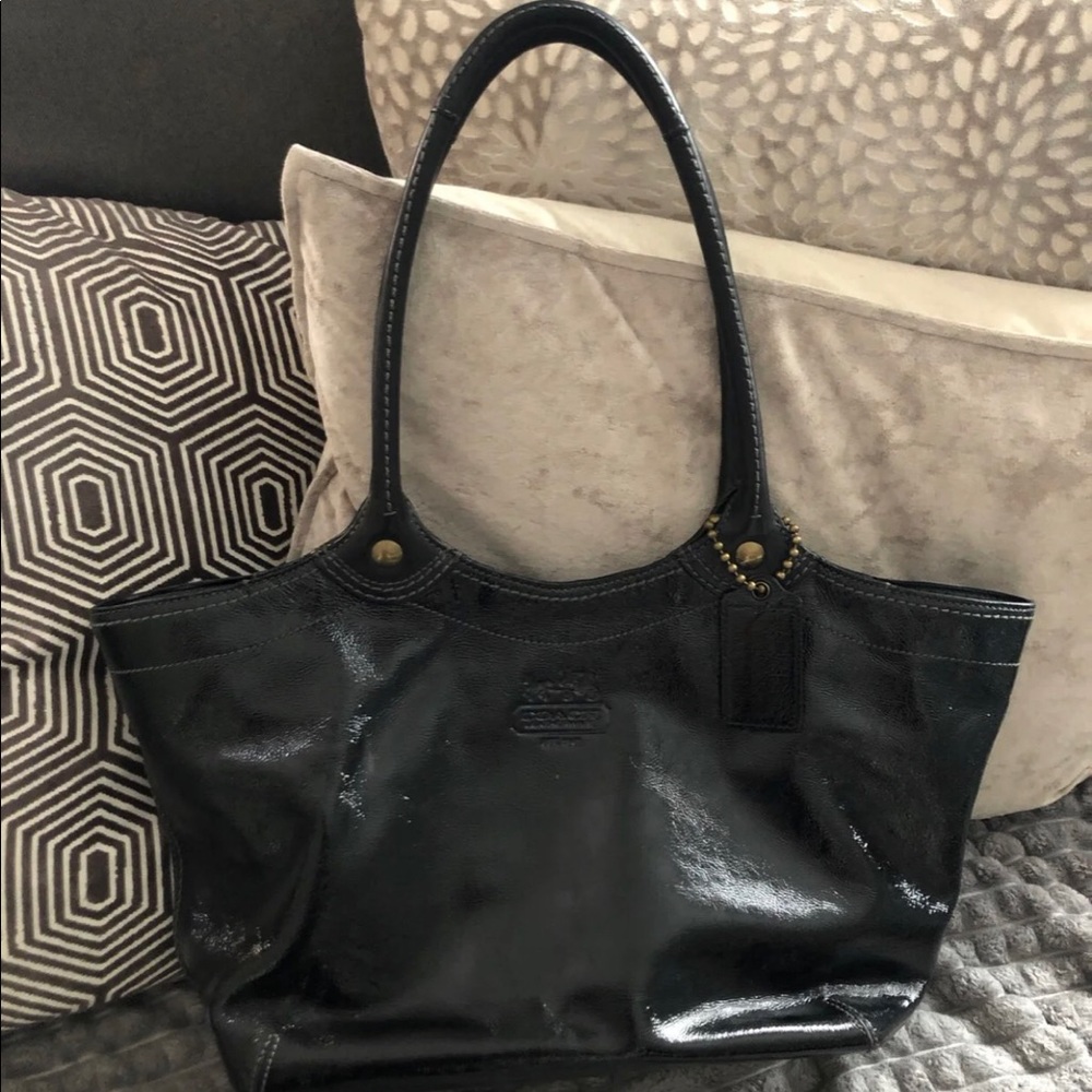 Coach Black Leather Large Tote